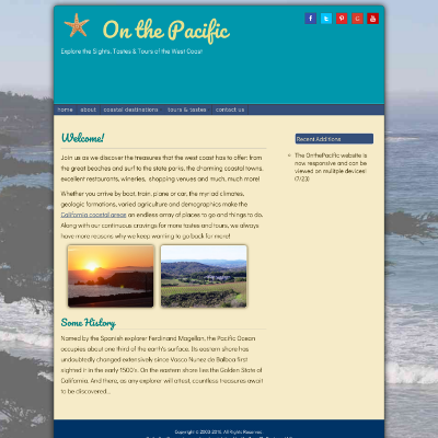 Home page from On the Pacific website