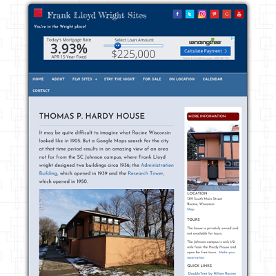 Home page of Frank Lloyd Wright Sites