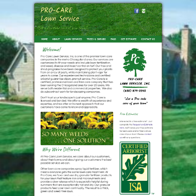 Home Page Pro-Care Lawn Service Website